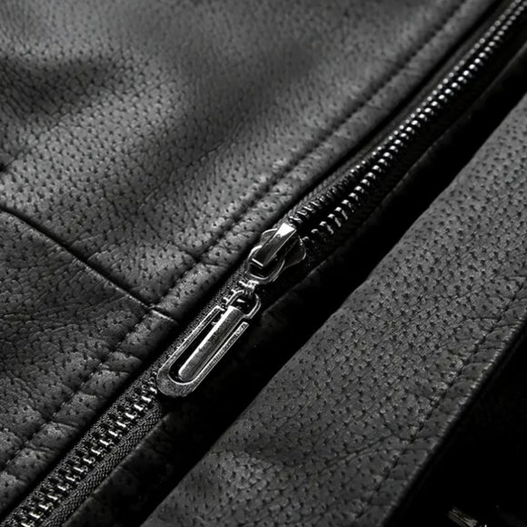 NEW 🏷️ Unisex Bomber Motorcycle Leather Jacket Vintage Fleece Faux Leather XL - Picture 4 of 6